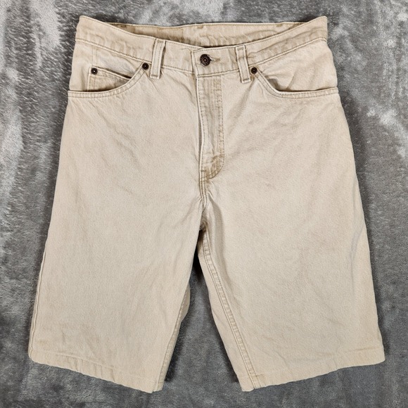 Vintage Levi's 550 Shorts Men's 31X11 Denim Jeans Beige USA 1992 Orange Tab - Picture 1 of 11